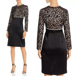 NWT Tory Burch Lace Color-Blocked Dress in Black